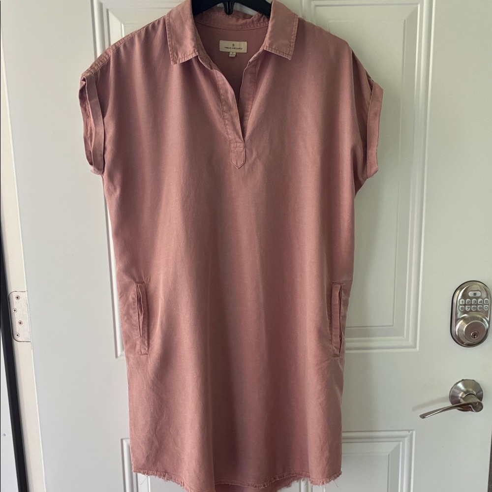 Thread & Supply Dusty Rose Collared Shift Dress